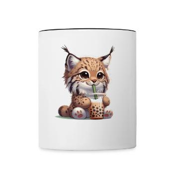Kawaii Luchse Bubble Tea Boba Luchs - Tasse zweifarbig - Weiß/Schwarz - Vorne