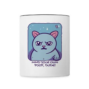 Kümmere dich um deins, passiv aggressive Katze - Tasse zweifarbig - Weiß/Schwarz - Vorne