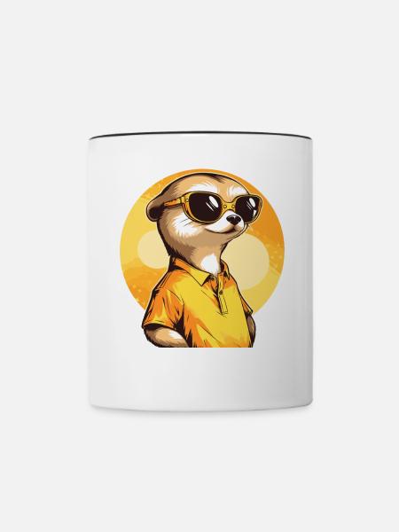 Erdmännchen Mit Sonnenbrille Meerkat - Tasse zweifarbig - Weiß/Schwarz
