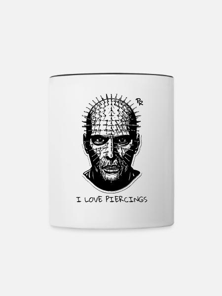 Ich liebe PIERCINGS - Tasse zweifarbig - Weiß/Schwarz