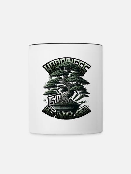 Japanischer Bonsai - Tasse zweifarbig - Weiß/Schwarz