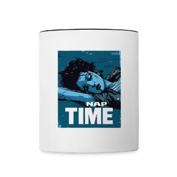 Femme qui dort, sieste de l’après-midi - Mug contrasté - blanc/noir - Devant