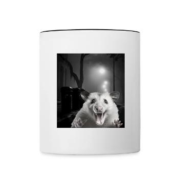 Permet de manger des ordures et de se faire frapper par un opossum de voiture - Mug contrasté - blanc/noir - Devant