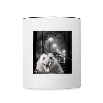 Permet de manger des ordures et de se faire frapper par un opossum de voiture - Mug contrasté - blanc/noir - Devant