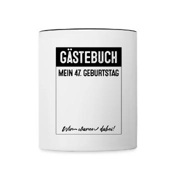 47 Years Guestbook 47th Birthday - Contrasting Mug - white/black - Front