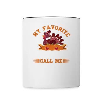 Mes dindes préférées m’appellent papa fête des pères - Mug contrasté - blanc/noir - Devant