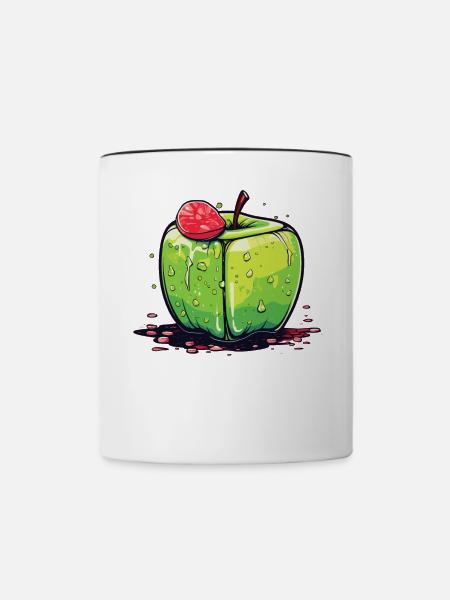 Würfel Apfel Cube Apple - Tasse zweifarbig - Weiß/Schwarz