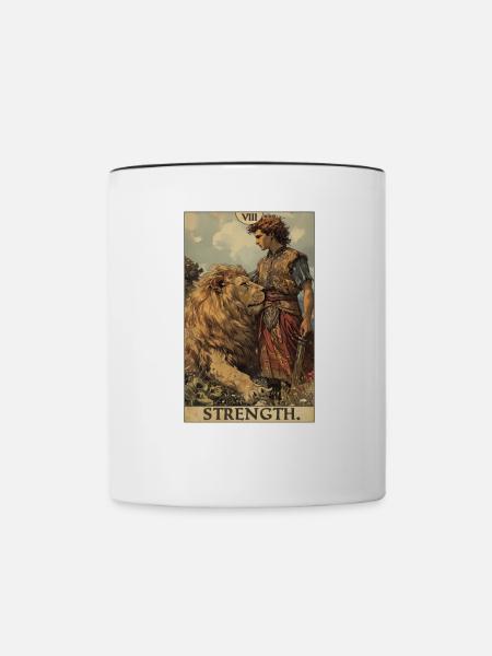 Tarotkarten Tarotkarte Strength Kraft - Tasse zweifarbig - Weiß/Schwarz