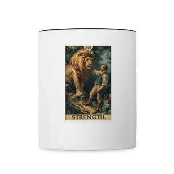 Tarotkarten Tarotkarte Strength Kraft - Tasse zweifarbig - Weiß/Schwarz - Vorne