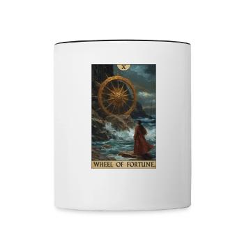 Tarot Card Wheel of Fortune Wheel of Fortune - Contrasting Mug - white/black - Front