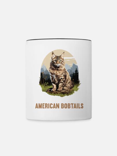 Cat Katzen American Bobtail - Tasse zweifarbig - Weiß/Schwarz