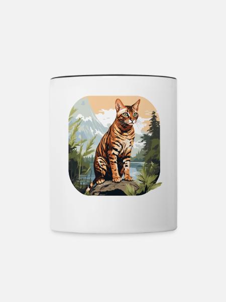 Bengal Cat Bengalkatze - Tasse zweifarbig - Weiß/Schwarz