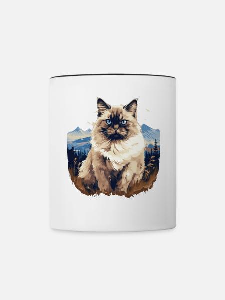 Birman Cat Birma Katze - Tasse zweifarbig - Weiß/Schwarz