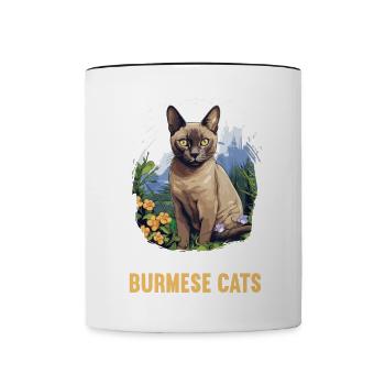 Burmese Cat Burma Katze - Contrasting Mug - white/black - Front