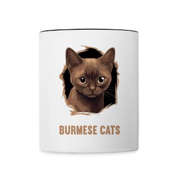 Burmese Cat Burma Katze - Contrasting Mug - white/black - Front