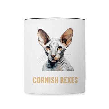 Cornish Rex Kätzchen Cornish Rex Katze - Tasse zweifarbig - Weiß/Schwarz - Vorne