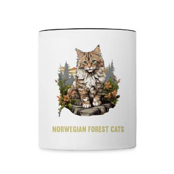 Norwegian Forest Cat Norwegische Waldkatze - Tasse zweifarbig - Weiß/Schwarz - Vorne