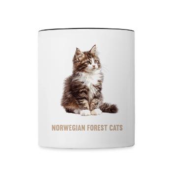 Norwegian Forest Cat Norwegische Waldkatze - Tasse zweifarbig - Weiß/Schwarz - Vorne