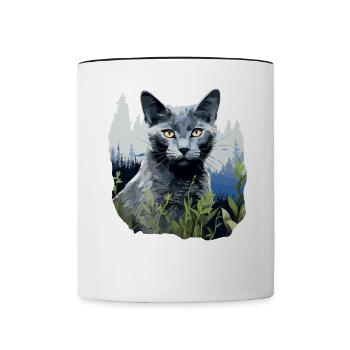Russian Blue Cat Russisch Blau Katze - Contrasting Mug - white/black - Front
