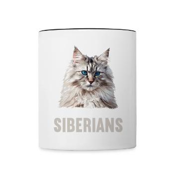 Siberian Cat Sibirische Katze - Contrasting Mug - white/black - Front