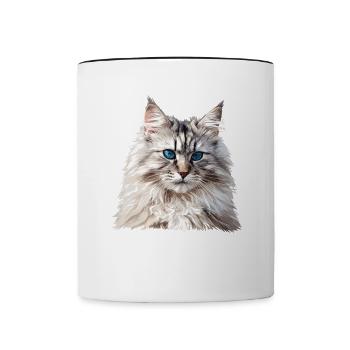 Siberian Cat Sibirische Katze - Contrasting Mug - white/black - Front