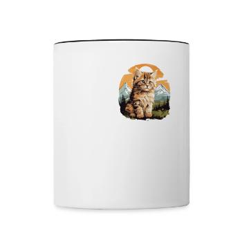 Siberian Cat Sibirische Katze - Contrasting Mug - white/black - Front