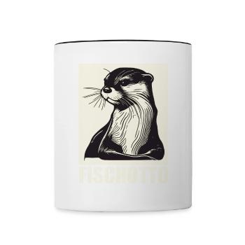 Otto Name, Fischotto Outfit zum Namenstag mit Name - Tasse zweifarbig - Weiß/Schwarz - Vorne