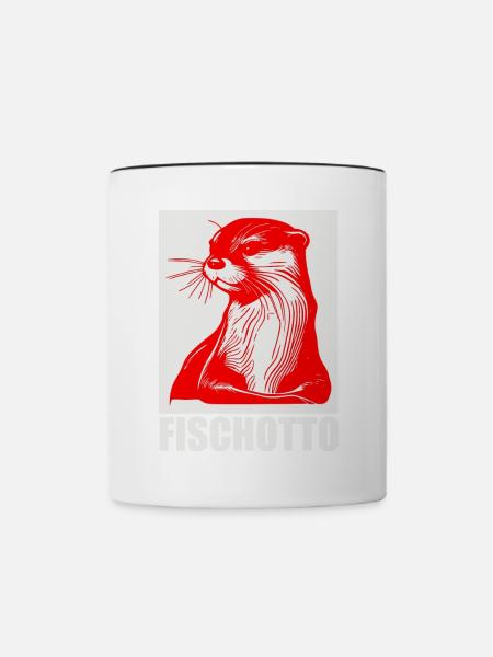 Otto Name, Fischotto Outfit zum Namenstag mit Name - Tasse zweifarbig - Weiß/Schwarz