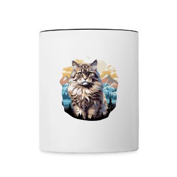 Siberian Cat Sibirische Katze - Contrasting Mug - white/black - Front
