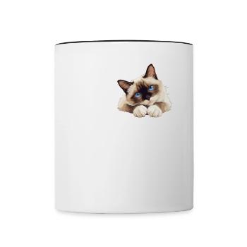 Chaton raquette Chat raquette - Mug contrasté - blanc/noir - Devant