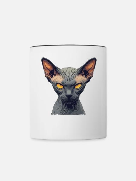Sphynx Kätzchen Sphynx Katze - Tasse zweifarbig - Weiß/Schwarz