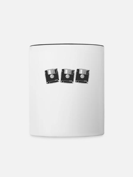 Retrospeichermodule Disketten - Tasse zweifarbig - Weiß/Schwarz