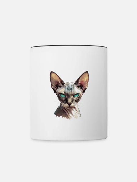 Sphynx Kätzchen Sphynx Katze - Tasse zweifarbig - Weiß/Schwarz