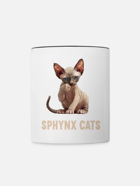 Sphynx Kätzchen Sphynx Katze - Tasse zweifarbig - Weiß/Schwarz