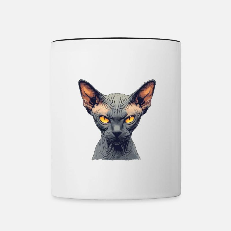 Sphynx Kätzchen Sphynx Katze - Tasse zweifarbig - Weiß/Schwarz