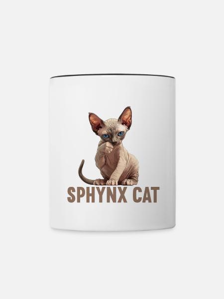Sphynx Kätzchen Sphynx Katze - Tasse zweifarbig - Weiß/Schwarz