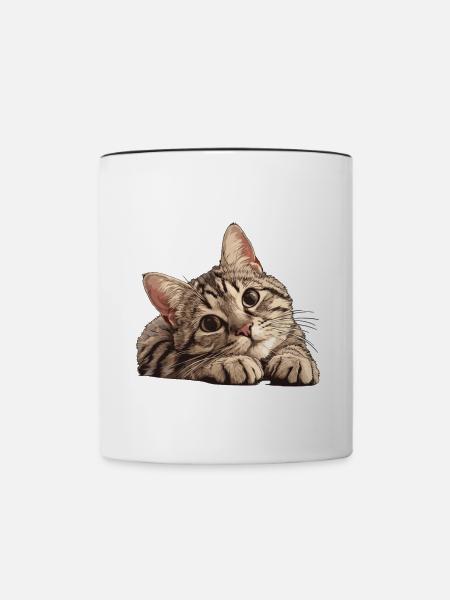 Tabby Kätzchen Tabby Katze - Tasse zweifarbig - Weiß/Schwarz
