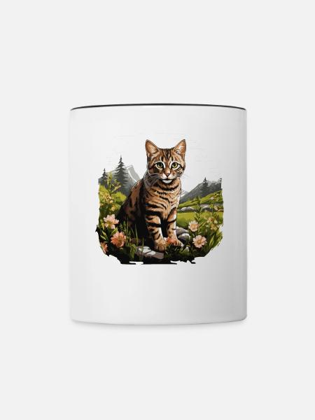 Tabby Kätzchen Tabby Katze - Tasse zweifarbig - Weiß/Schwarz