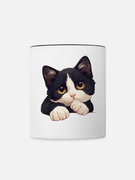 Tuxedo Kätzchen Tuxedo Katze - Tasse zweifarbig - Weiß/Schwarz