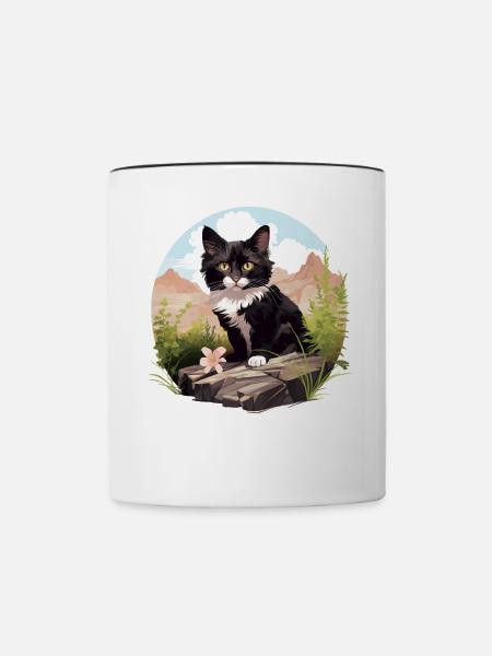 Tuxedo Kätzchen Tuxedo Katze - Tasse zweifarbig - Weiß/Schwarz