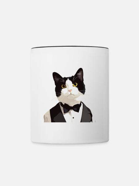 Tuxedo Kätzchen Tuxedo Katze - Tasse zweifarbig - Weiß/Schwarz
