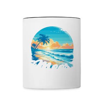 The sea always goes on holiday trips - Contrasting Mug - white/black - Front