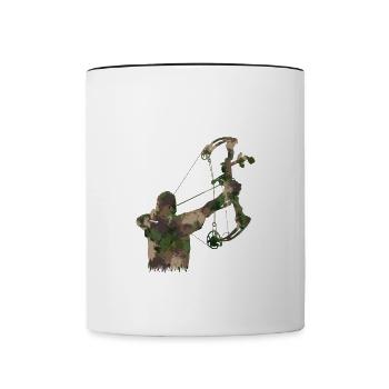 Bogensport Bogenschütze Bogenschießen Pfeil Bogen - Tasse zweifarbig - Weiß/Schwarz - Vorne