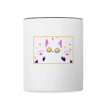 Chat Alien, OVNI, UAP, Espace, Objet Volant Spatial - Mug contrasté - blanc/noir - Devant