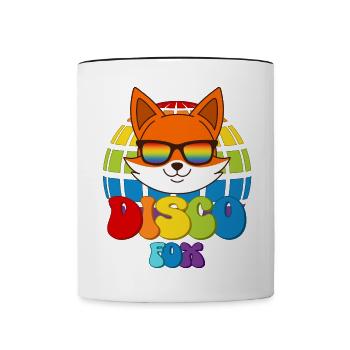 Disco Fox Discokugel Fuchs Sonnenbrille Discofox - Tasse zweifarbig - Weiß/Schwarz - Vorne