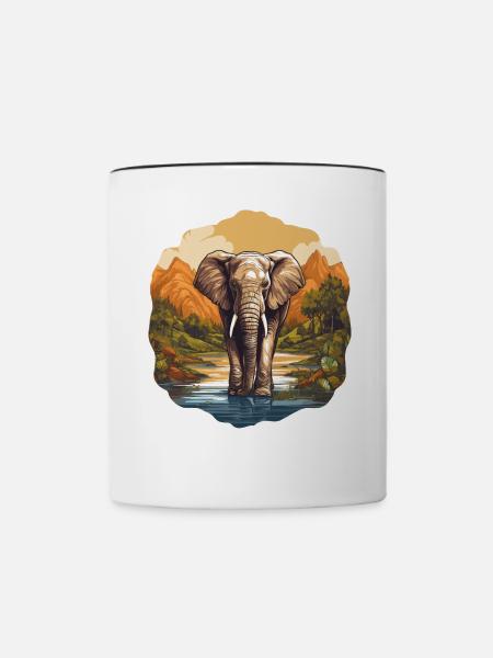 Elefanten Elefant - Tasse zweifarbig - Weiß/Schwarz