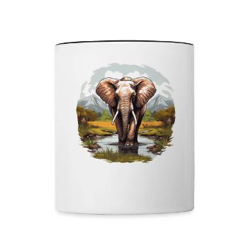 Elefanten Elefant - Tasse zweifarbig - Weiß/Schwarz - Vorne
