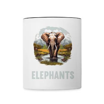 Elefanten Elefant - Tasse zweifarbig - Weiß/Schwarz - Vorne