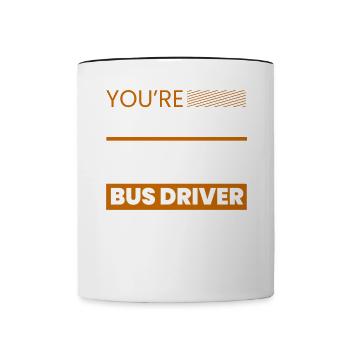 lustiges Busfahrer Schulbusfahrer Spruch Geschenk - Tasse zweifarbig - Weiß/Schwarz - Vorne