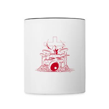 Drums Schlagzeuger Schlagzeugspieler Drummer - Tasse zweifarbig - Weiß/Schwarz - Vorne